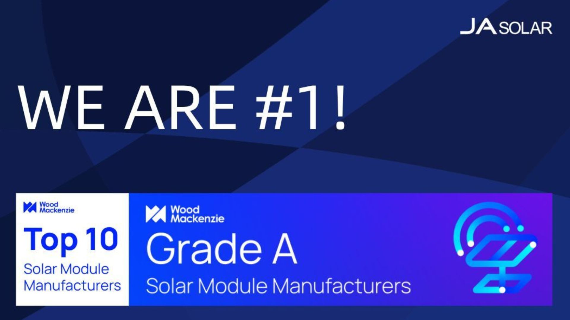 JA Solar Ranked number 1 solar manufacturer by Wood Mackenzie